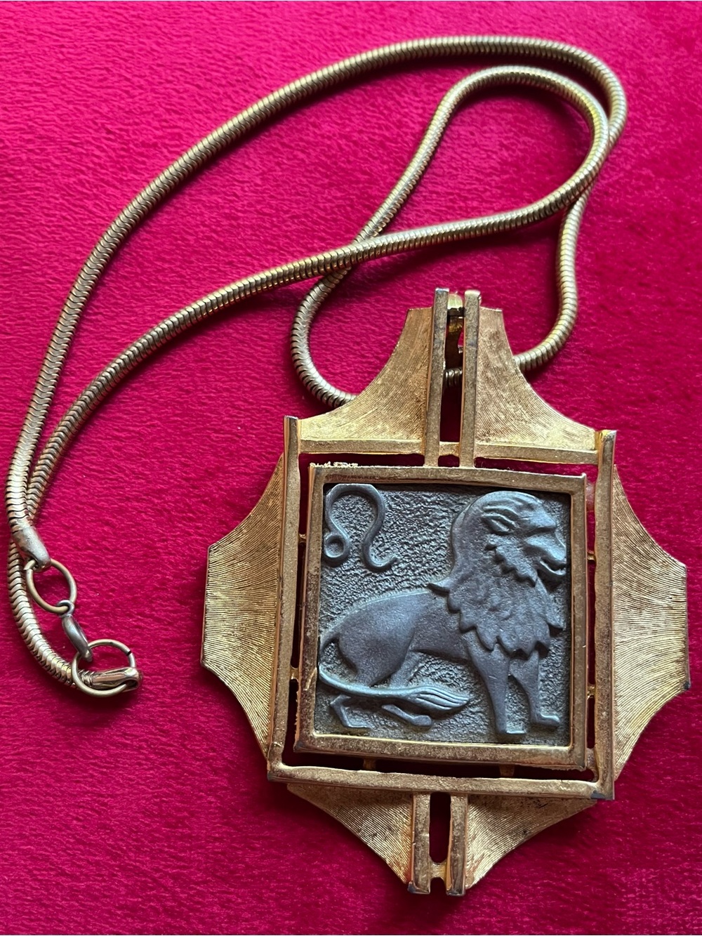 Luca Razza Vintage Brutalist Zodiac Leo Lion Oversized Pendant
